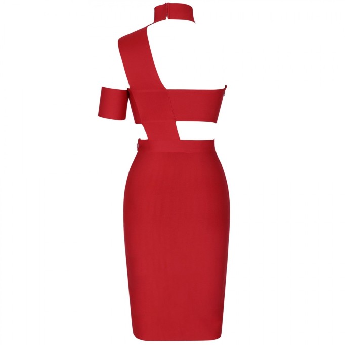 Halter Sleeveless Cut out Midi Bandage Dress SP015