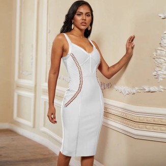 Strappy Sleeveless Striped Over Knee Bandage Dress PP19228 Strappy Sleeveless Striped Over Knee Bandage Dress PP19228