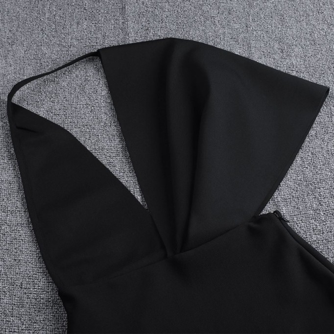 V Neck Short Sleeve Backless Maxi Bandage Dress PF19077