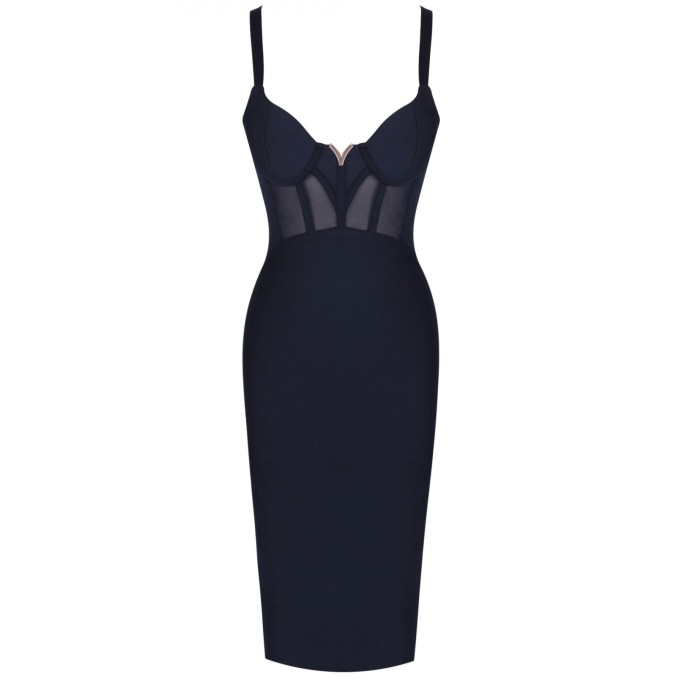 Strappy Sleeveless Mesh Midi Bandage Dress PF19006