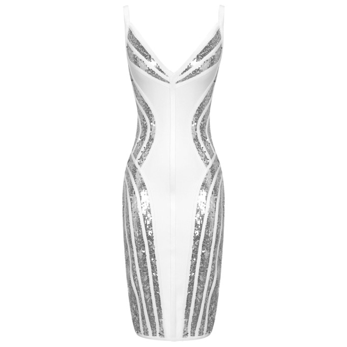 Strappy Striped Sequins Bandage Dress PP19341