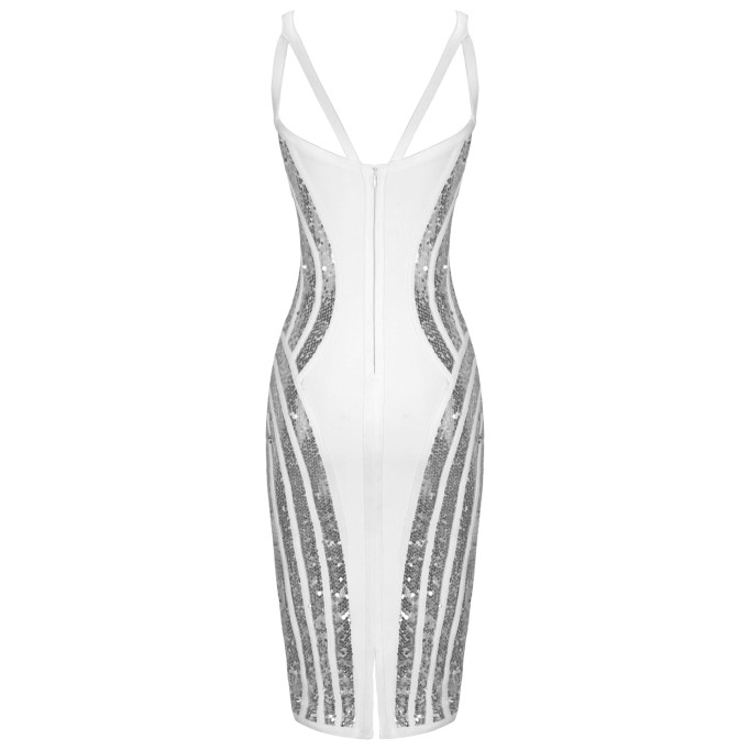Strappy Striped Sequins Bandage Dress PP19341