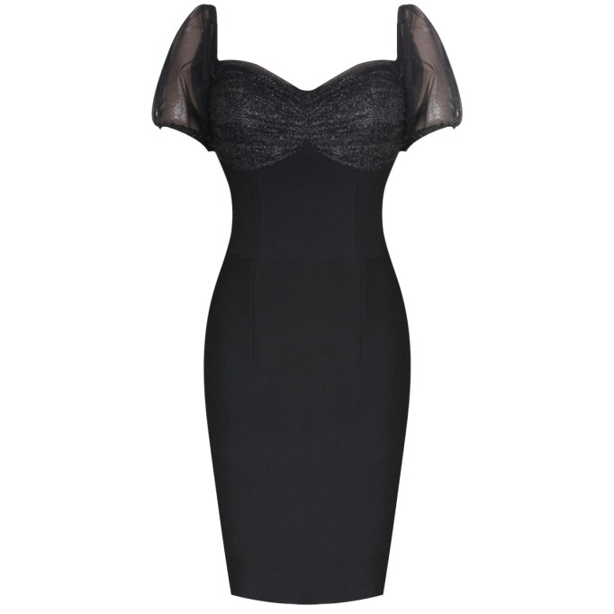 Off Shoulder Mid Sleeve Mesh Mini Bandage Dress PF091908