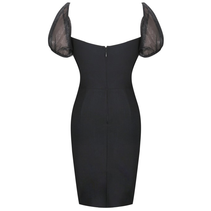 Off Shoulder Mid Sleeve Mesh Mini Bandage Dress PF091908
