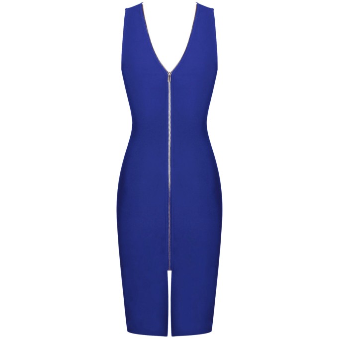 Round Neck Sleeveless Plain Over Knee Bandage Dress PP091905