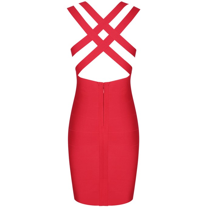 V Neck Sleeveless Hollow out Mini Bandage Dress