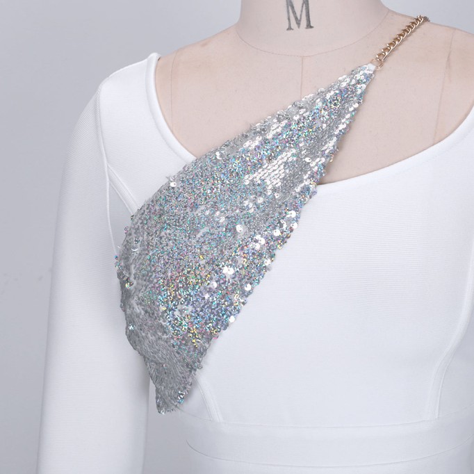Long Sleeve Sequined Midi Bandage Dress PP21613