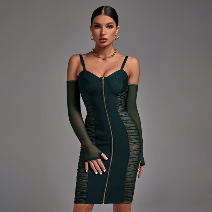 Elegant Strappy Mesh Bandage Dress