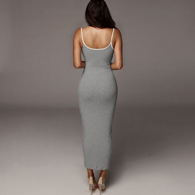 Spaghetti Strap Midi Bodycon Dress COKU524