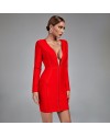 Long Sleeve Deep V Mini Bandage Dress