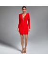 Long Sleeve Deep V Mini Bandage Dress