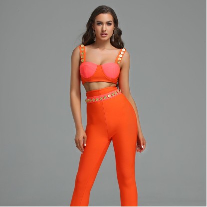 Strappy Sleeveless Metal Studded Bandage Set
