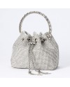 Silver Crystal Diamond Sparkle Bucket Bag