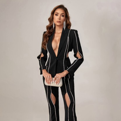 Cut-out Diamonds Decorated Suit