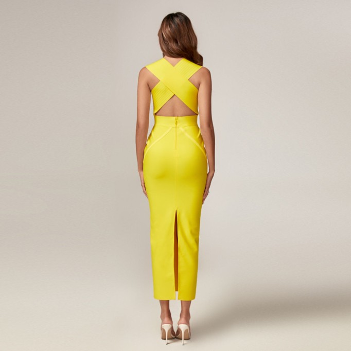 Deep V Maxi Bandage Dress