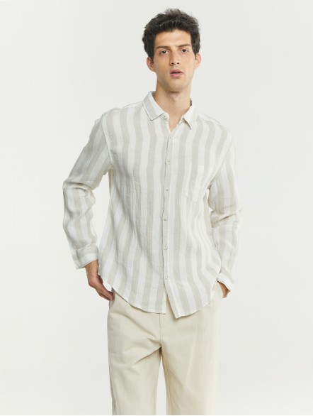 Two-Tone Striped Linen Shirt Two-Tone Striped Linen Shirt