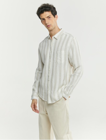Two-Tone Striped Linen Shirt Two-Tone Striped Linen Shirt