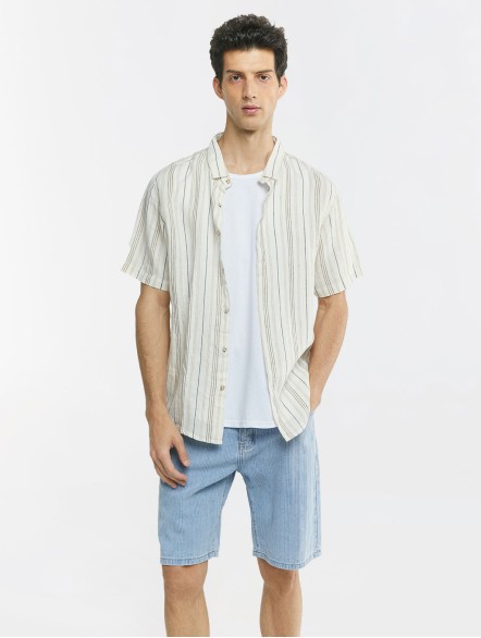 Stripe Short Sleeve Linen Shirt Stripe Short Sleeve Linen Shirt