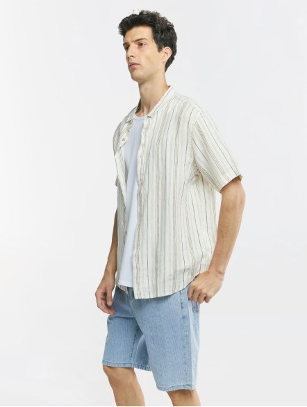Stripe Short Sleeve Linen Shirt Stripe Short Sleeve Linen Shirt