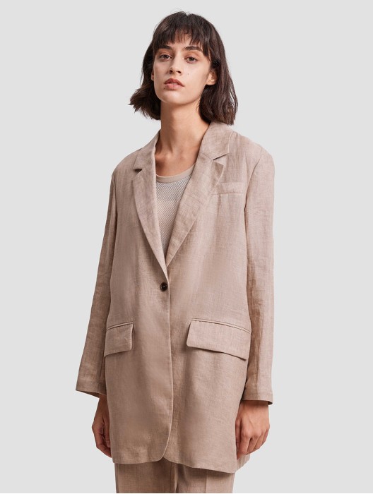 Single-Button Casual Linen Blazer