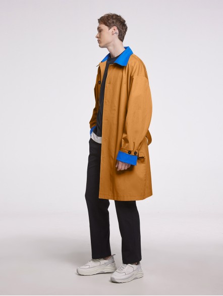 Contrasting Single-breasted Trench Coat Contrasting Single-breasted Trench Coat