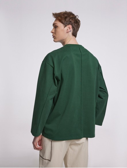 Dropped Shoulder Sweatshirt With Patch Chest Pocket Dropped Shoulder Sweatshirt With Patch Chest Pocket