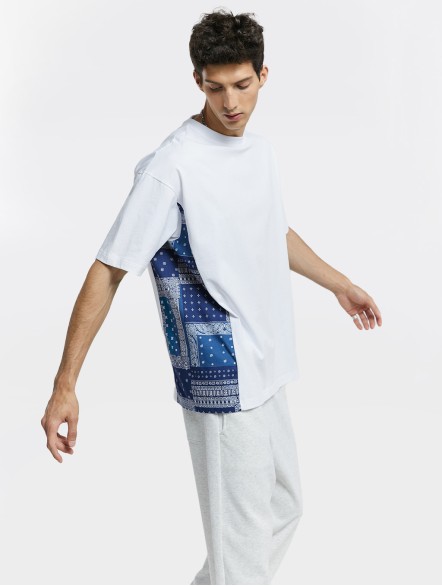 Crewneck Patchwork Pure Cotton T-shirt Crewneck Patchwork Pure Cotton T-shirt