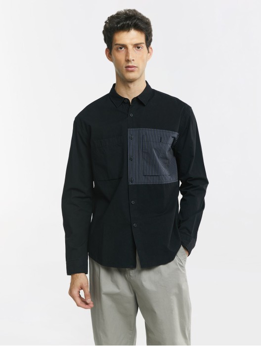 Stripe Patchwork Long Sleeve Shirt
