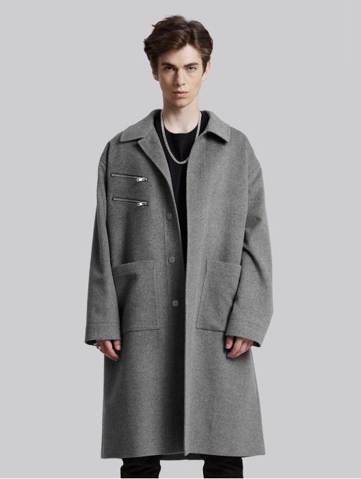 Double Zipper Wool Coat