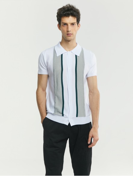 Button-Up Stripe Polo Shirt Button-Up Stripe Polo Shirt