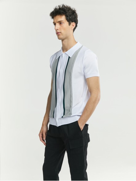 Button-Up Stripe Polo Shirt Button-Up Stripe Polo Shirt