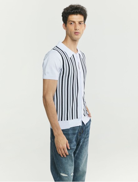 Striped Flocking Polo Shirt Striped Flocking Polo Shirt