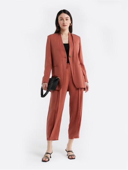 Linen-Blend Layered Blazer & Pants Set Linen-Blend Layered Blazer & Pants Set
