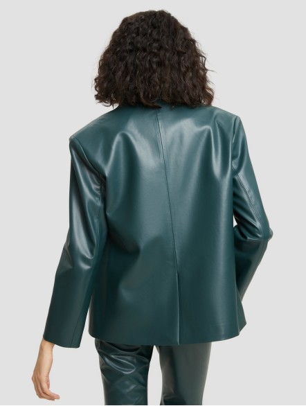 Buttoned Faux Leather Blazer Buttoned Faux Leather Blazer