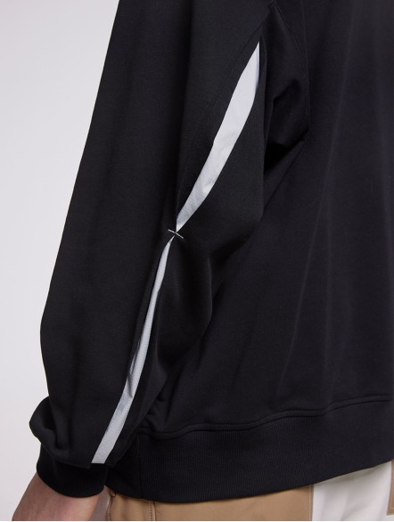 Half-Zip Sweatshirt With Patched Arm Slits Half-Zip Sweatshirt With Patched Arm Slits