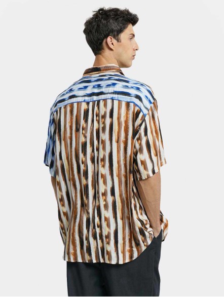 Color Contrast Striped Short-Sleeve Shirt Color Contrast Striped Short-Sleeve Shirt