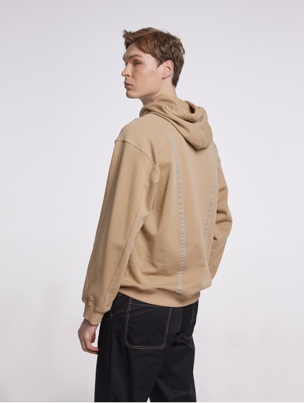 Drop Shoulder Patch Hoodie With Vague David Bronze Drop Shoulder Patch Hoodie With Vague David Bronze