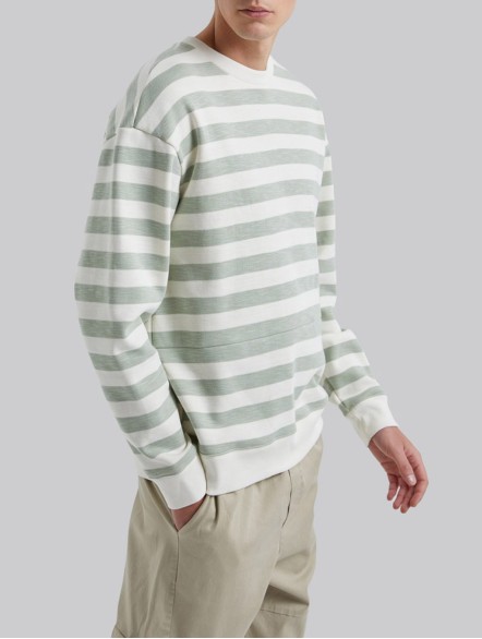 Stripe Crew Neck Pure Cotton Sweatshirt Stripe Crew Neck Pure Cotton Sweatshirt