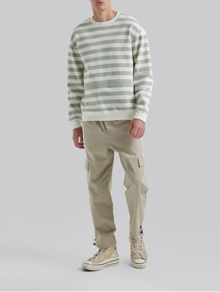 Stripe Crew Neck Pure Cotton Sweatshirt Stripe Crew Neck Pure Cotton Sweatshirt