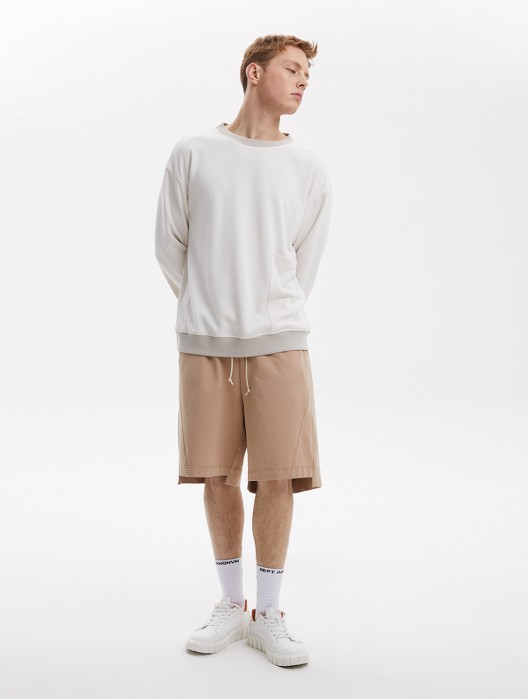 Round Neck Splicing Long Sleeve Top