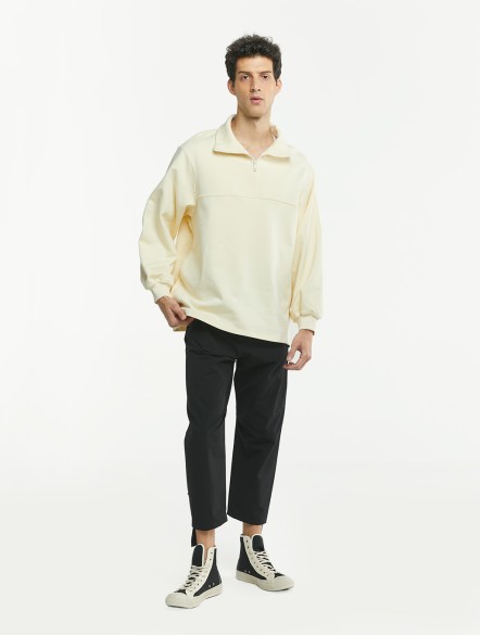 Seam-Detail Polo Collar Half-Zip Sweatshirt Seam-Detail Polo Collar Half-Zip Sweatshirt