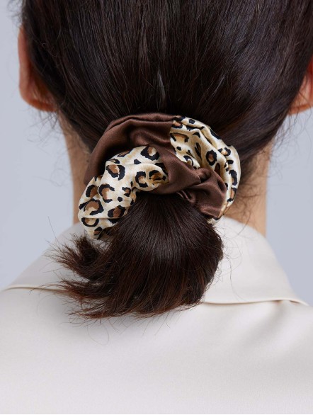 Silk Two-Tone Leopard Scrunchie Silk Two-Tone Leopard Scrunchie