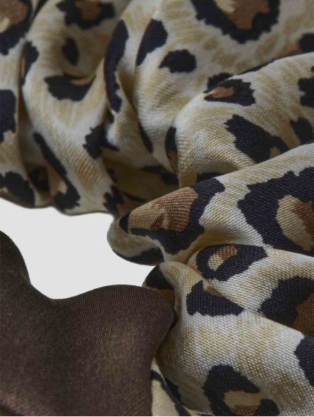 Silk Two-Tone Leopard Scrunchie Silk Two-Tone Leopard Scrunchie
