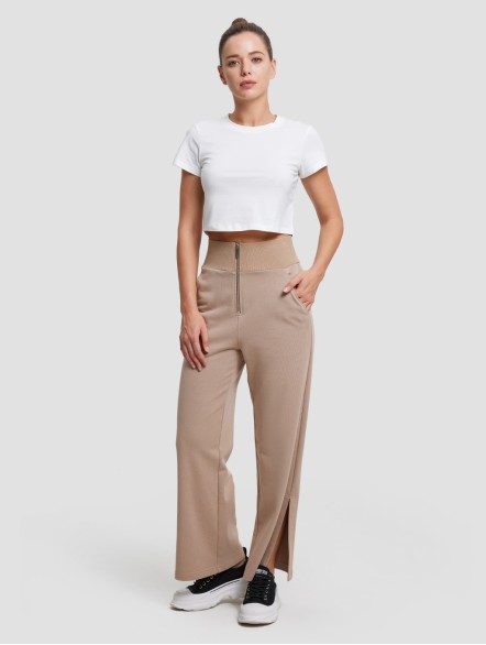 High-waist Threaded Slit Sweatpant High-waist Threaded Slit Sweatpant