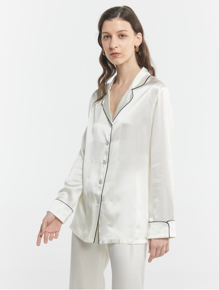 Chic Trimmed Silk Loungewear Set Chic Trimmed Silk Loungewear Set