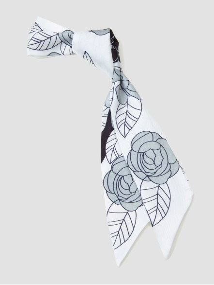 Floral Print Skinny Silk Scarf Floral Print Skinny Silk Scarf
