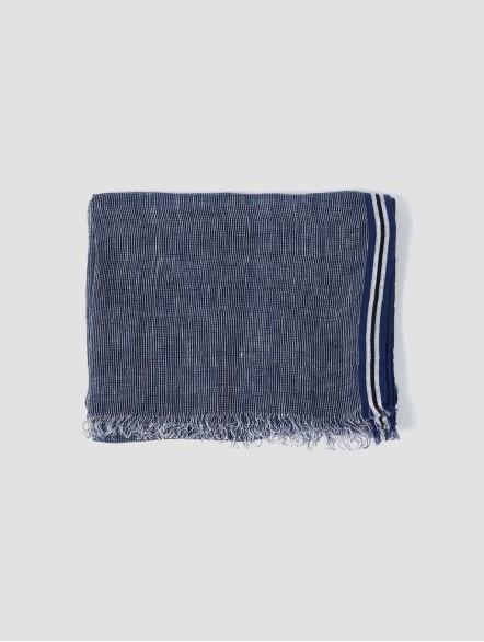 Striped Linen Eyelash Trim Scarf Striped Linen Eyelash Trim Scarf