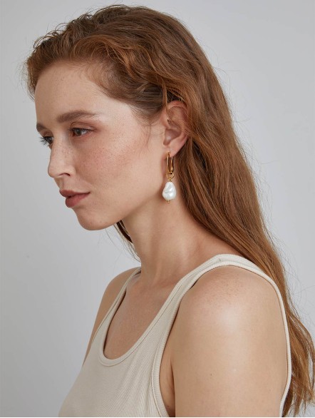 Pearl Oblong Earrings Pearl Oblong Earrings