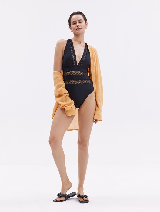 Mesh Patchwork One Piece Swimsuit