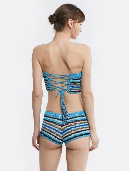 Striped Knit Split Swimsuit Striped Knit Split Swimsuit